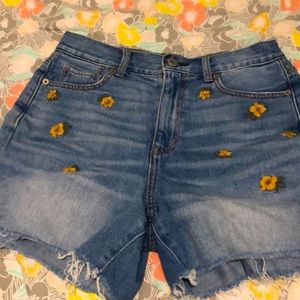 American Eagle Jean Shorts with Yellow Flowers